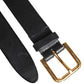Black Leather Metal Buckle Classic Belt