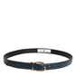 Blue Leather Metal Buckle Classic Belt