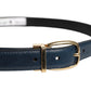 Blue Leather Metal Buckle Classic Belt