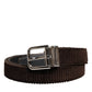 Brown Velvet Metal Buckle Classic Belt