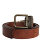 Brown Leather Metal Buckle Classic Belt