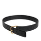 Black Leather Metal Buckle Classic Belt