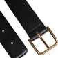 Black Leather Metal Buckle Classic Belt