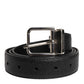 Black Leather Metal Buckle Classic Belt