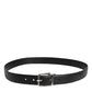 Black Leather Metal Buckle Classic Belt