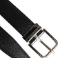 Black Leather Metal Buckle Classic Belt