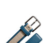 Blue Beige Leather Weaved Metal Buckle Belt