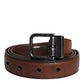 Brown Leather Metal Buckle Classic Belt