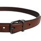 Brown Leather Metal Buckle Classic Belt