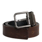 Brown Solid Leather Classic Waist Buckle Belt