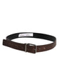 Brown Solid Leather Classic Waist Buckle Belt