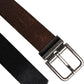 Brown Solid Leather Classic Waist Buckle Belt