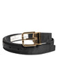 Black Classic Gold Metal Logo Buckle Belt