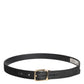Black Classic Gold Metal Logo Buckle Belt