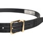Black Classic Gold Metal Logo Buckle Belt