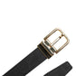 Black Classic Gold Metal Logo Buckle Belt