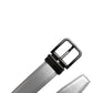 Silver Leather Classic Metal Logo Buckle Belt