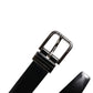 Black Solid Leather Classic Waist Buckle Belt