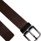 Brown Leather Classic Metal Logo Buckle Belt