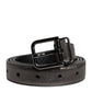 Black Leather Classic Metal Logo Buckle Belt