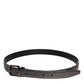 Black Leather Classic Metal Logo Buckle Belt
