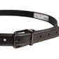 Black Leather Classic Metal Logo Buckle Belt