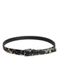 Multicolor Jacquard Leather Logo Buckle Belt