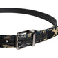 Multicolor Jacquard Leather Logo Buckle Belt