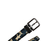 Multicolor Jacquard Leather Logo Buckle Belt