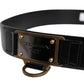 Black Leather DG Logo Plaque Buckle Belt