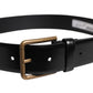 Black Leather DG Logo Plaque Buckle Belt