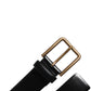 Black Leather DG Logo Plaque Buckle Belt