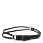 Black Leather Classic Metal Logo Buckle Belt