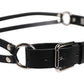 Black Leather Classic Metal Logo Buckle Belt