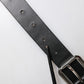 Black Leather Classic Metal Logo Buckle Belt