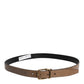 Brown Leather Classic Metal Logo Buckle Belt