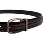 Black Burgundy Calfskin Metal Logo Buckle Belt
