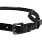 Black Leather Classic Metal Logo Buckle Belt