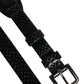 Black Leather Classic Metal Logo Buckle Belt
