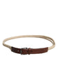 Brown Jute Leather Woven Metal Buckle Belt