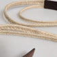 Brown Jute Leather Woven Metal Buckle Belt
