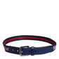 Blue Cotton Leather Printed Metal Buckle Belt