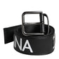 Black Leather Classic Metal Logo Buckle Belt