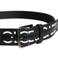 Black Leather Classic Metal Logo Buckle Belt