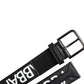 Black Leather Classic Metal Logo Buckle Belt