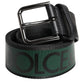 Green Black Classic Metal Logo Buckle Belt