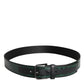 Green Black Classic Metal Logo Buckle Belt