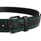Green Black Classic Metal Logo Buckle Belt