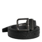 Black Calf Leather Classic Metal Buckle Belt