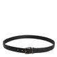 Black Calf Leather Classic Metal Buckle Belt